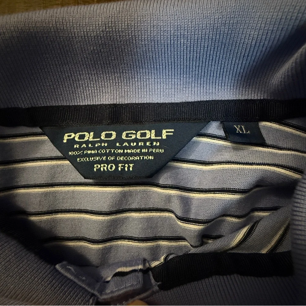 Ralph Lauren Polo Golf Pro Fit Men's Polo Shirt - Size XL Blue Striped Pony Logo